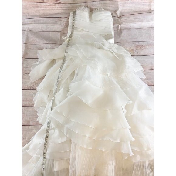 Galina Signature Women's Organza Tierred Gown W/Asymmetric Ruffles - 8 - Picture 12 of 17